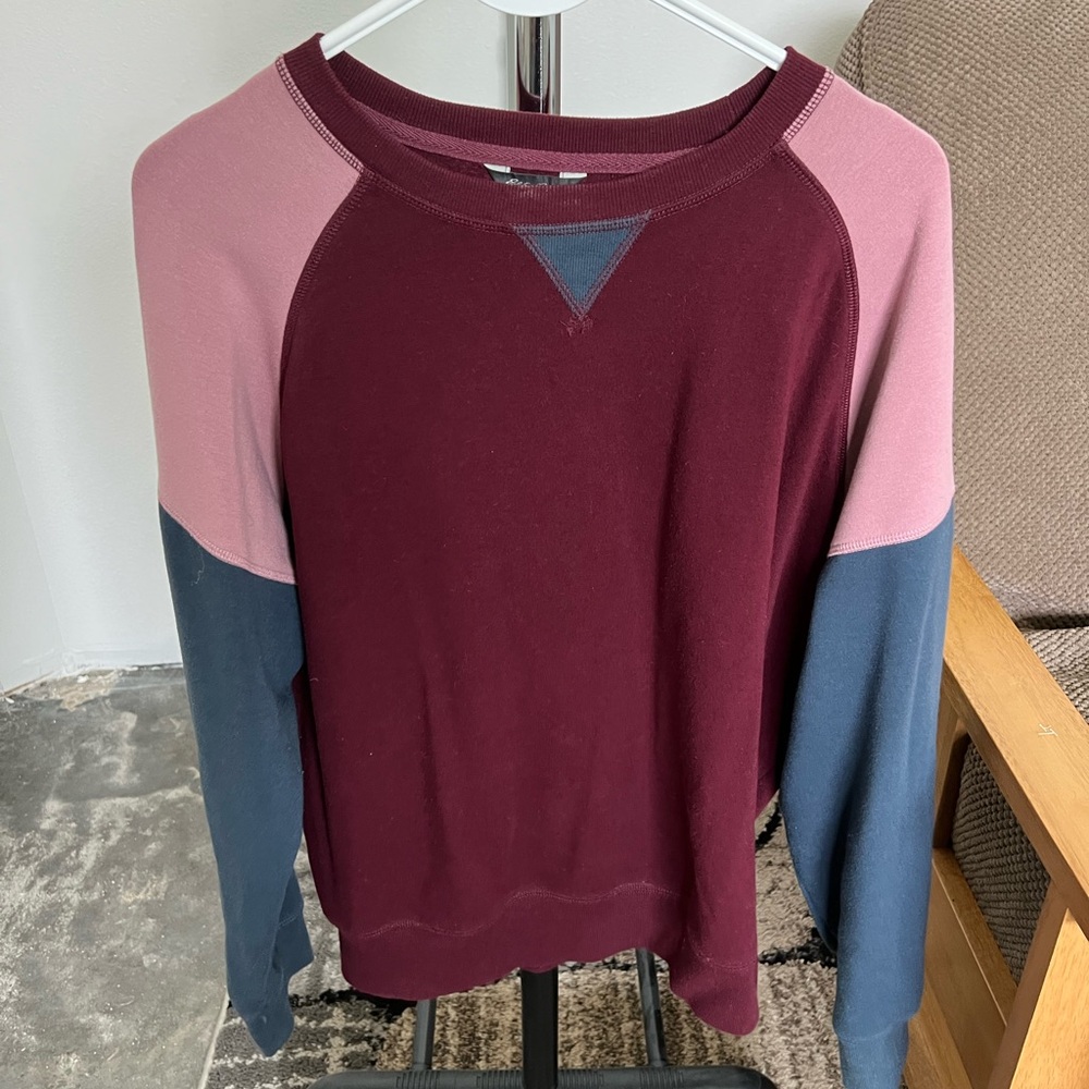Eddie Bauer Women's Colorblock Sweater - Burgundy, Pink, and Blue